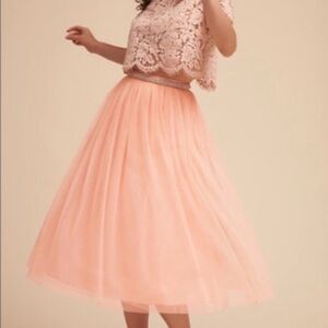 NWOT Anthropologie Pink Tulle Leena Midi Fluffy A Line Retro Party Skirt 0